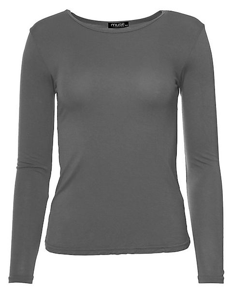 Muse Rundhalsshirt 1093-O Basic Rundhals Langarmshirt Skinny Fit günstig online kaufen