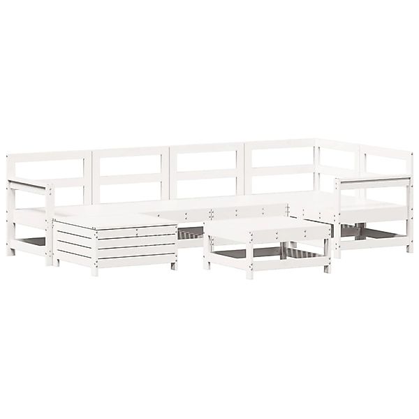 vidaXL 7-Tlg Garten-Sofagarnitur Weiß Massivholz Kiefer 3250933 günstig online kaufen