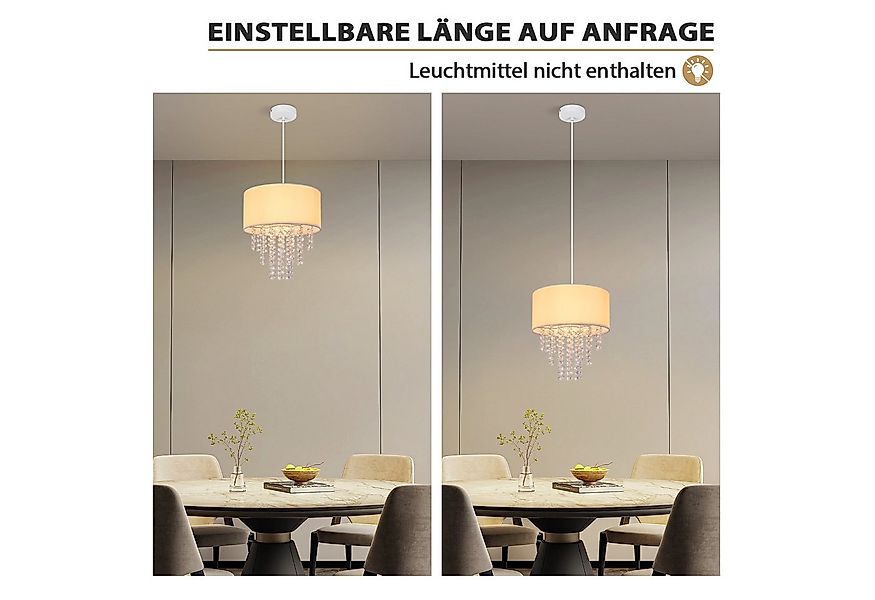 ZMH Pendelleuchte Esszimmer E27 Modern Kristall Stoff Hängeleuchte Wohnzimm günstig online kaufen