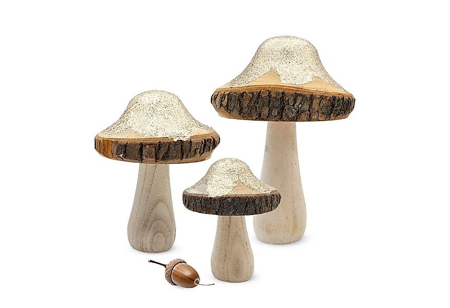 Spetebo Dekofigur Deko Pilze mit Gold Glitzer (Set, 1 St., 3 Pilze in versc günstig online kaufen