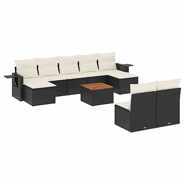 vidaXL 10-Tlg Garten-Sofagarnitur mit Kissen Schwarz Poly Rattan 3257092 günstig online kaufen