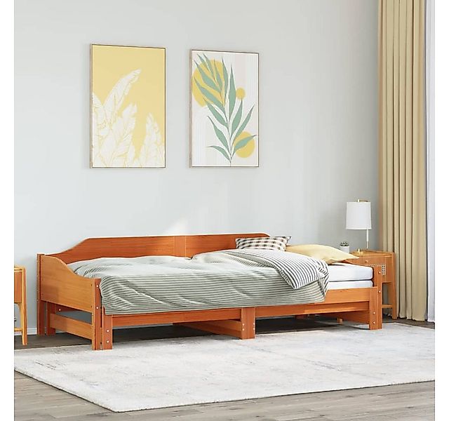 vidaXL Bett, Tagesbett Ausziehbar Wachsbraun 80x200 cm Massivholz Kiefer günstig online kaufen
