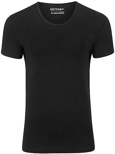 Garage Stretch Basic T-Shirt Schwarz Tiefer Rundhals - Größe S günstig online kaufen