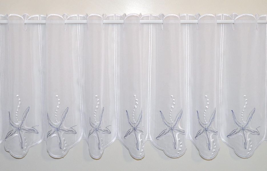 Stickereien Plauen Scheibengardine "Seestern" Stangendurchzug 1 Stk. tlg. günstig online kaufen