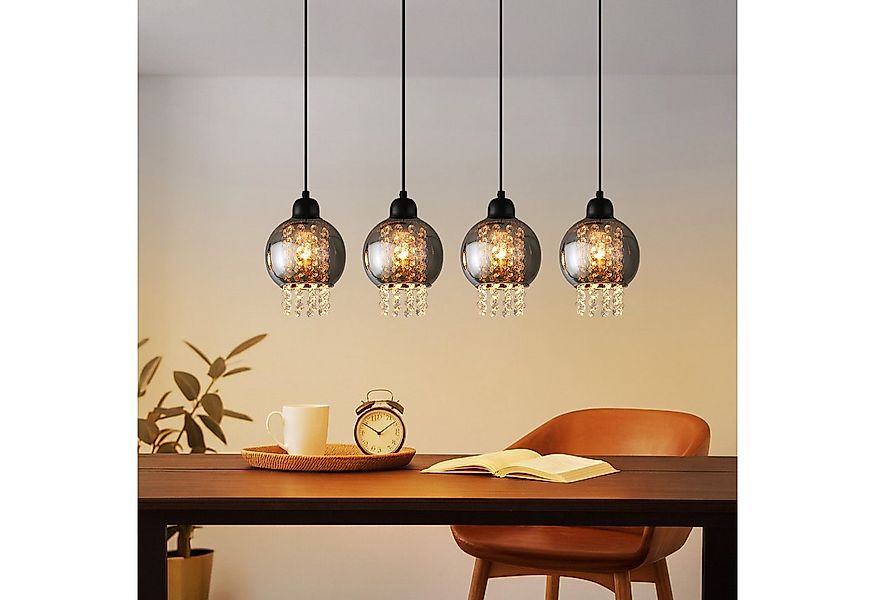Nettlife Pendelleuchte Esstisch Glas Kristall E27 Schwarz Modern Hängelampe günstig online kaufen