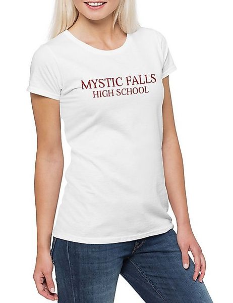 Urban Backwoods Print-Shirt Mystic Falls High School Damen T-Shirt Vampire günstig online kaufen