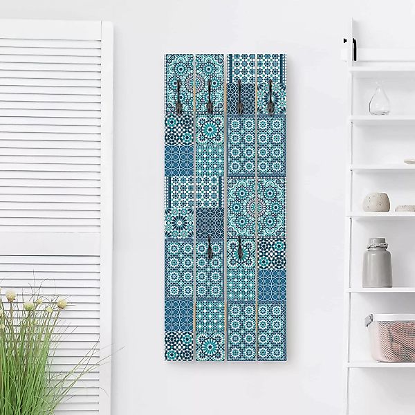 Wandgarderobe Holzpalette Vintage Marokkanische Mosaikfliesen türkis blau günstig online kaufen