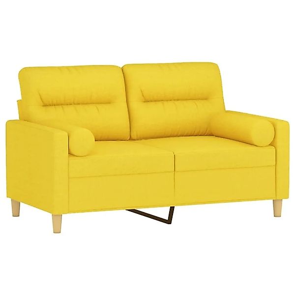 vidaXL 2-Sitzer-Sofa mit Zierkissen Hellgelb 120 cm Stoff 3200818 günstig online kaufen