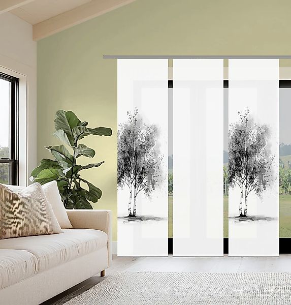 HOME WOHNIDEEN Schiebegardine "TREE" Paneelwagen 3 Stk. tlg. Schiebewand Se günstig online kaufen