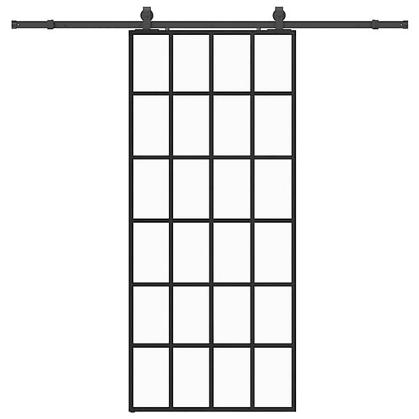 vidaXL Schiebetür mit Beschlag Schwarz 90x205 cm ESG-Glas 3375934 günstig online kaufen