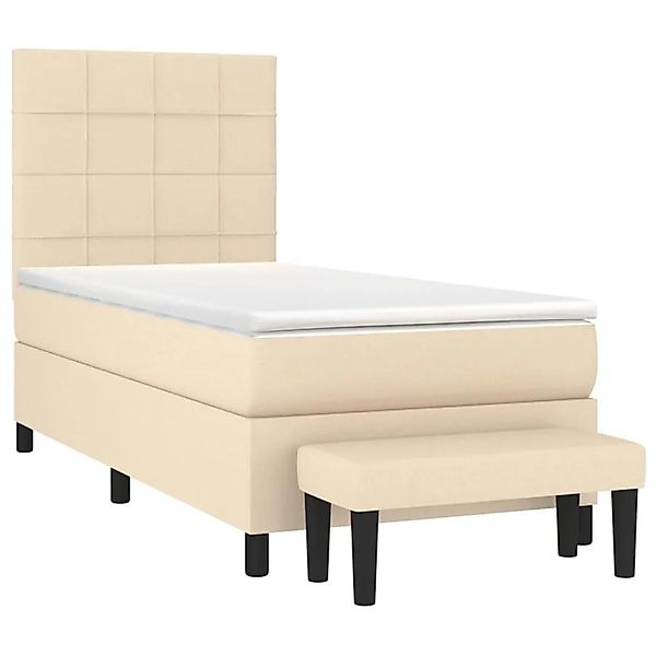 vidaXL Boxspringbett mit Matratze Creme 90x190 cm Stoff 3136562 günstig online kaufen