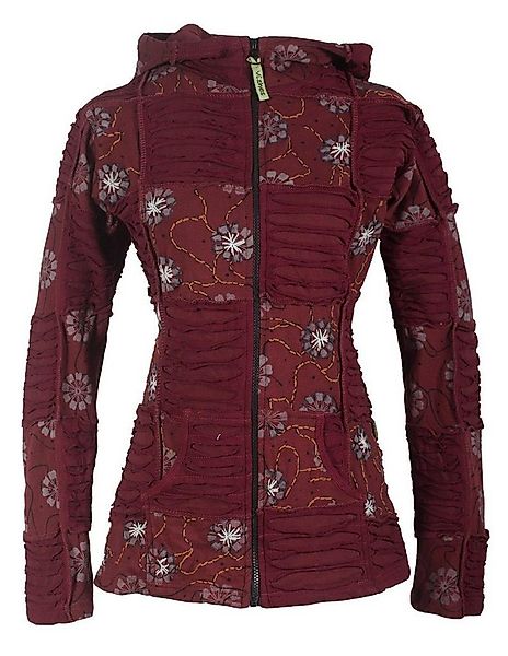 Vishes Kapuzensweatjacke Bestickte Blumen Patchworkjacke mit Zipfelkapuze E günstig online kaufen