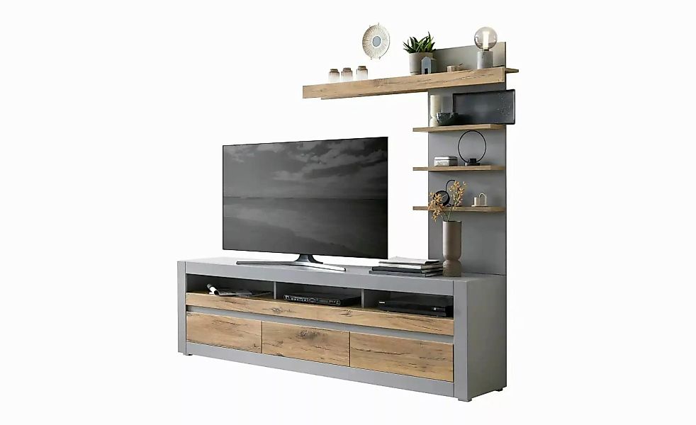 Wohnwand   ¦ grau ¦ Maße (cm): B: 217 H: 42 Kommoden & Sideboards > Wohnwän günstig online kaufen