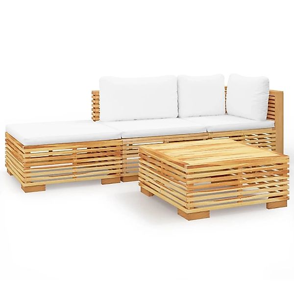 vidaXL 4-tlg Garten-Lounge-Set mit Kissen Massivholz Teak Modell 5 günstig online kaufen