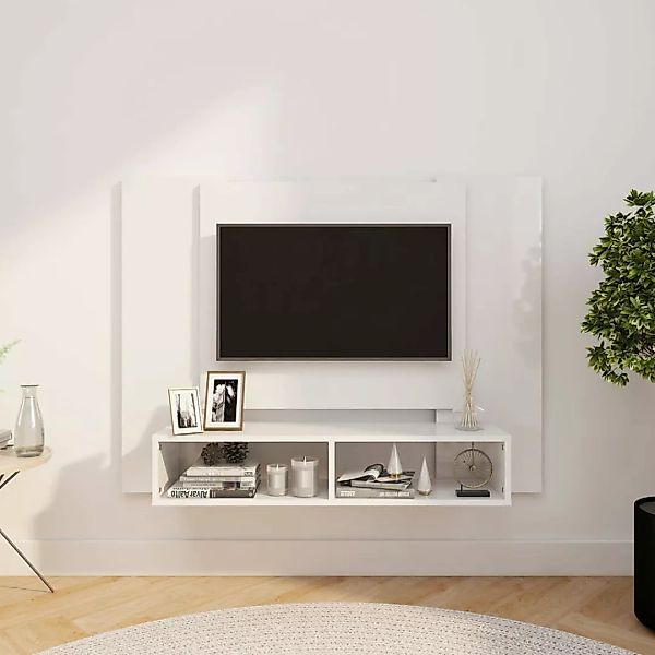Tv-wandschrank Hochglanz-weiß 120x23,5x90 Cm Spanplatte günstig online kaufen