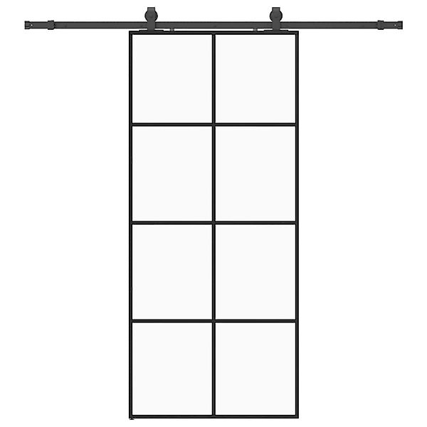 vidaXL Schiebetür mit Beschlag Schwarz 90x205 cm ESG-Glas 3375864 günstig online kaufen