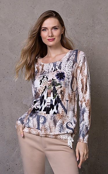 Passioni Strickpullover mit Placement-Print günstig online kaufen