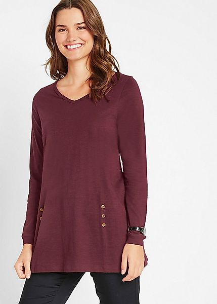 bonprix Longshirt A-Linie, mit dekorativen Knöpfen, aus Baumwolle, Casual S günstig online kaufen