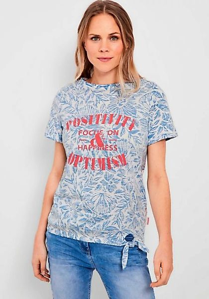 Cecil T-Shirt mit Alloverdruck und Statement günstig online kaufen
