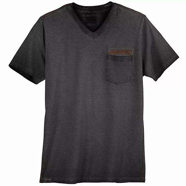 redfield Rundhalsshirt Redfield Used XXL T-Shirt V-Neck schwarz geringelt günstig online kaufen