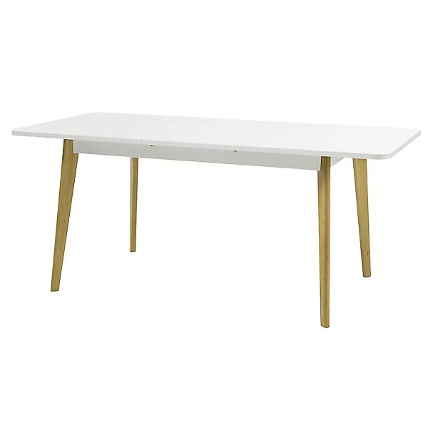 Esszimmer Tisch, ausziehbar 140-180cm, in Weiß Matt mit Eiche STOCKTON-61 günstig online kaufen
