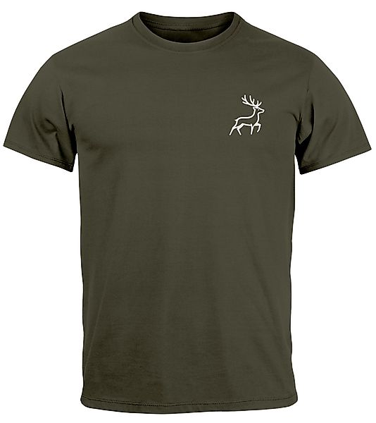 Neverless Print-Shirt Herren T-Shirt Hirsch Wald-Tiere günstig online kaufen
