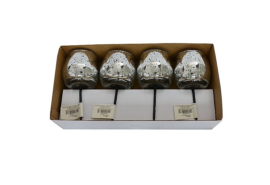 Dragimex Teelichthalter Teelichgläser silber aus Glas 4er Set mit Picker fü günstig online kaufen