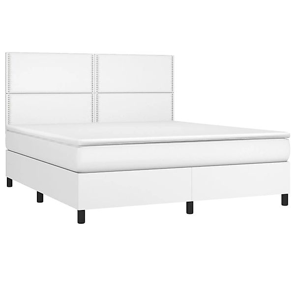 vidaXL Boxspringbett mit Matratze & LED Weiß 160x200 cm Kunstleder 3135892 günstig online kaufen