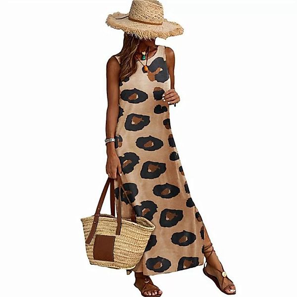 RUZU UG Dirndl Bedruckter, lockerer Maxirock, Kleid mit Leopardenmuster (1- günstig online kaufen