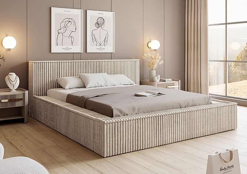 Goldstoff Polsterbett Veloria mit Bettkasten und günstig online kaufen