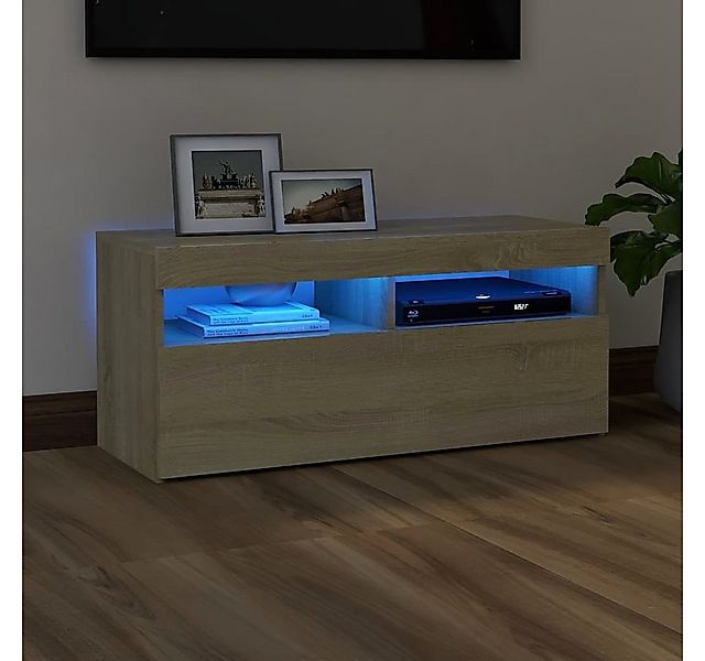 vidaXL TV-Schrank TV-Schrank mit LED Leuchten Sonoma Eiche 90x35x40 cm Lowb günstig online kaufen