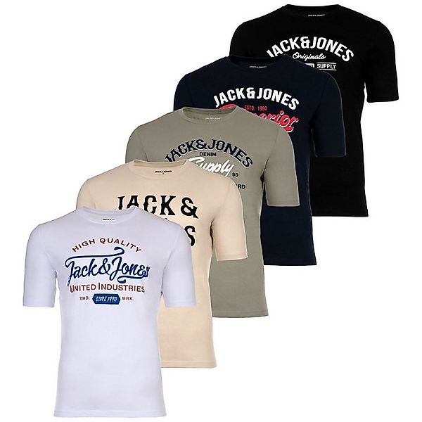 Jack & Jones T-Shirt Herren T-Shirt, 5er Pack - JJLEOGRA TEE CREW NECK, (Pa günstig online kaufen