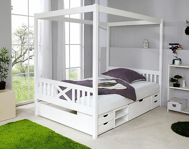 Ticaa Himmelbett "Lino", Himmelbett, inkl. Schubkasten und Rollrost günstig online kaufen