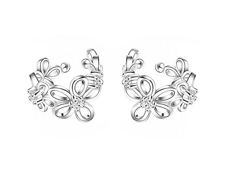 LÖB Ohrklemme Silber Ohrklemme Blumen Zirkonia Ear Cuff Fake Ohr Piercing R günstig online kaufen