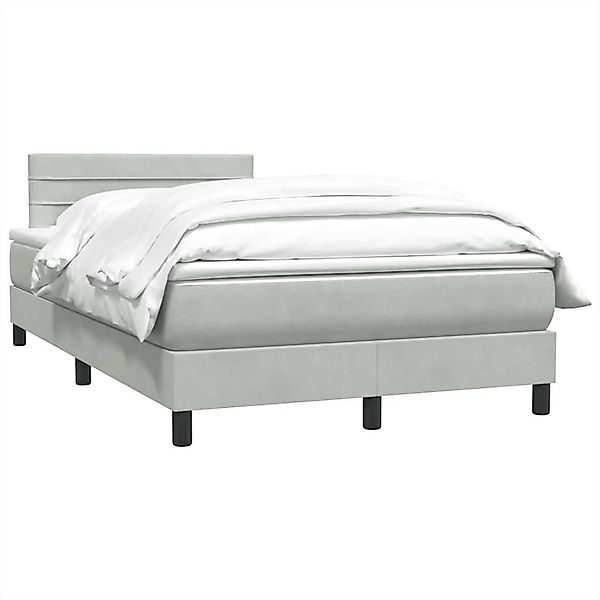 vidaXL Boxspringbett mit Matratze Hellgrau 120x210 cm Samt 3316299 günstig online kaufen
