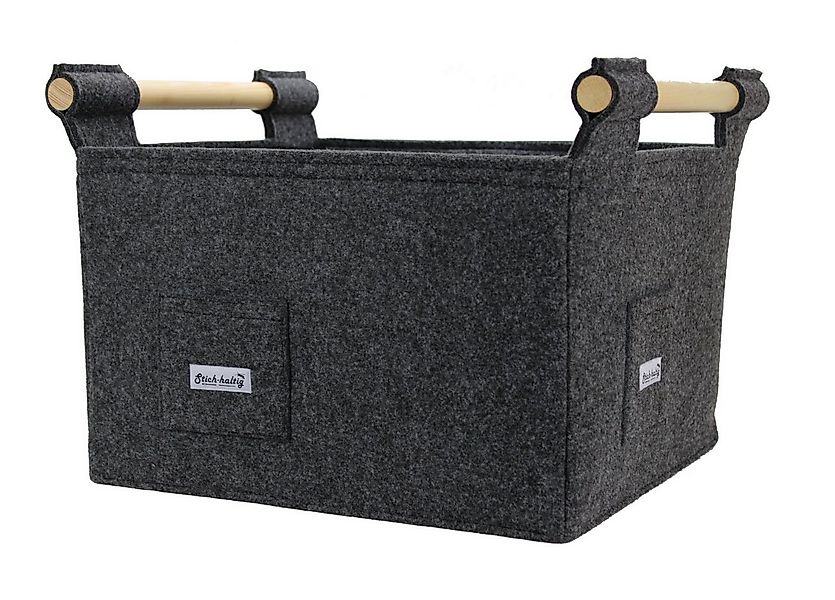 Stich-haltig Kaminholzkorb Filzkorb für Kaminholz mit Holzgriffen - robuste günstig online kaufen