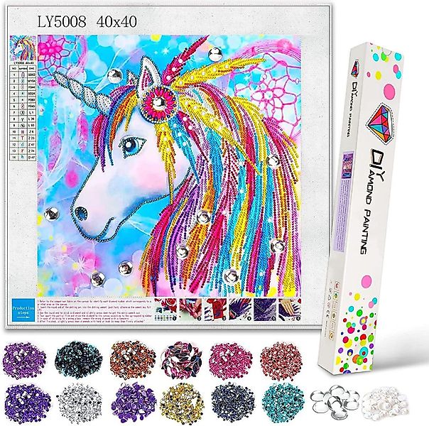 LA CUTE Malen nach Zahlen 5D Diamant Malset Einhorn Kristall Strass Malerei günstig online kaufen