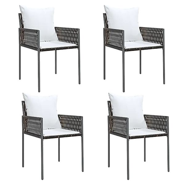 vidaXL Gartenstühle mit Kissen 4 Stk Braun 54x61x83 cm Poly Rattan 3187087 günstig online kaufen