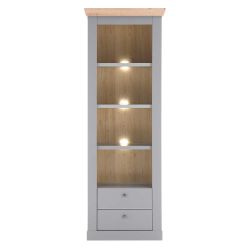 Landhaus Bücher Regal in Lichtgrau Eiche Holzoptik günstig online kaufen