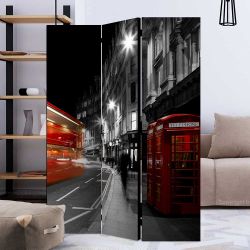 Jugendzimmer Paravent in Rot und Schwarz Motiv Stadt bei Nacht günstig online kaufen