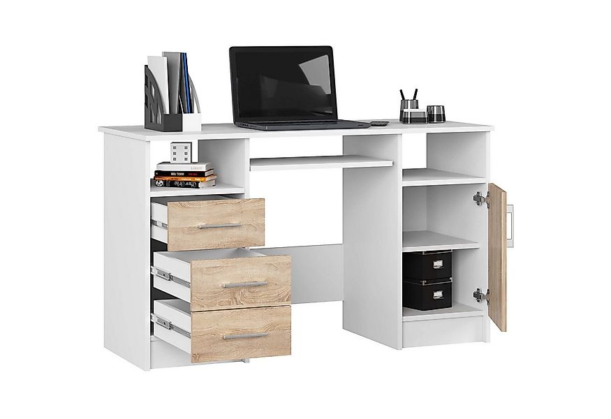 Raumhirsch Furniture Schreibtisch mit Tastaturauszug - Bürotisch - 124 cm b günstig online kaufen