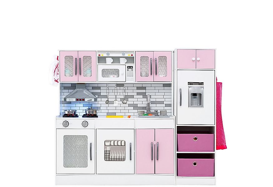 COSTWAY Spielküche Holz, Mit interaktiven Funktionen, Stauraum & Zubehör günstig online kaufen