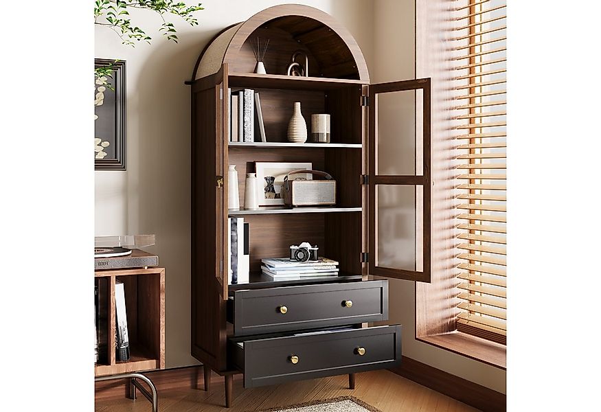 HAUSS SPOLE Highboard Retro-Vitrine Aufbewahrungsschrank mit verstellbaren günstig online kaufen