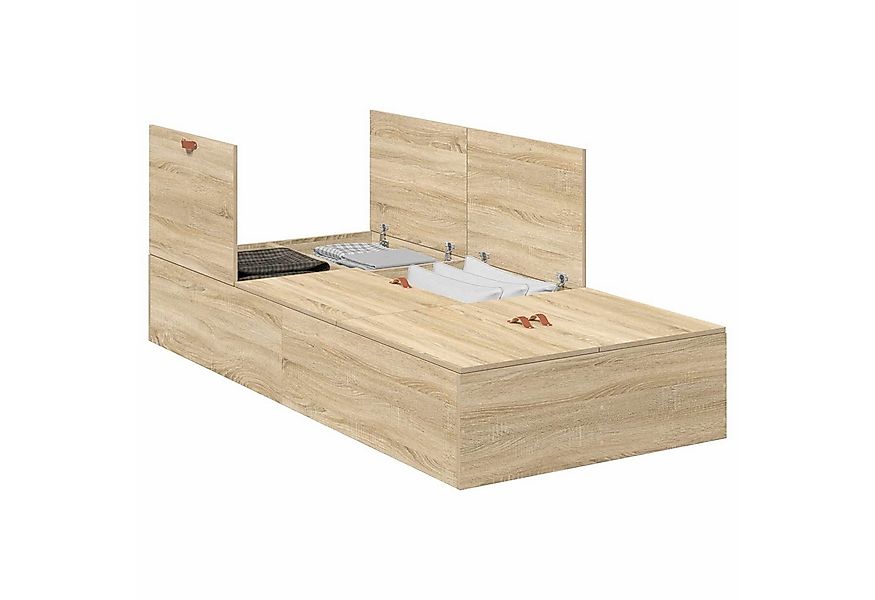 vidaXL Bett Aufbewahrungsbettgestell Sonoma-Eiche 70 x 190 cm Holzwerkstoff günstig online kaufen