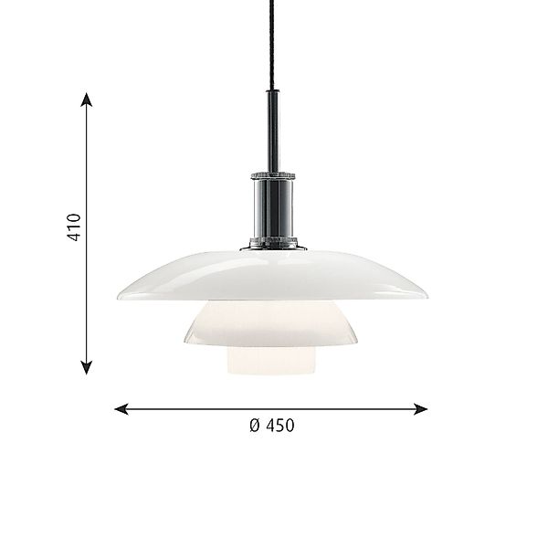 Louis Poulsen Hängeleuchte PH 4 1/2-4, Ø 45 cm, chrom/weiß günstig online kaufen