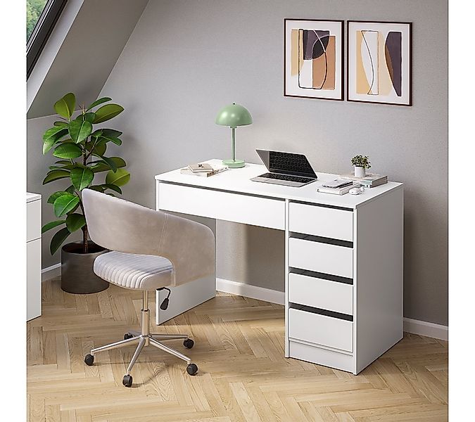 Bellamio Schreibtisch Nore mit Schubladen (weiß, beidseitig montierbar, 110 günstig online kaufen