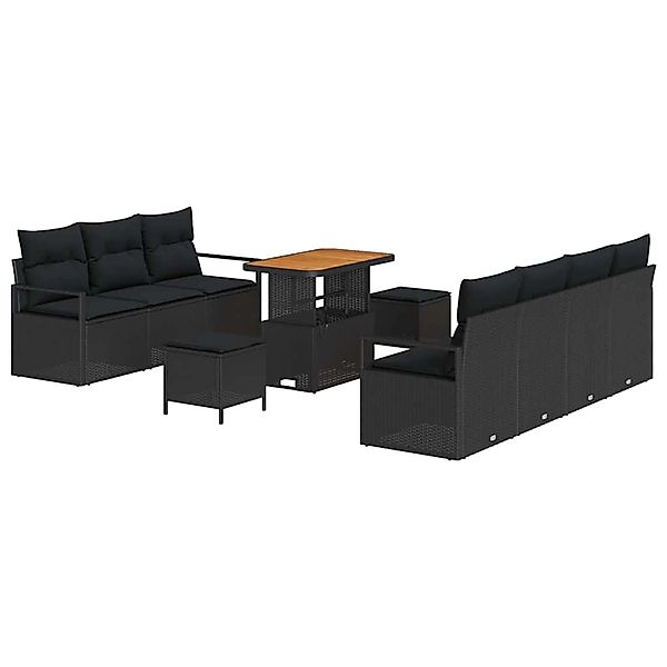 vidaXL Garten-Sofa-Set mit Kissen 10-Tlg Schwarz Poly Rattan 3362489 günstig online kaufen