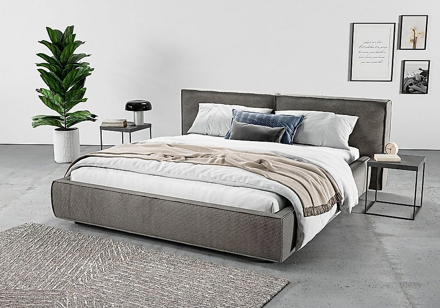 Home affaire Polsterbett Adrina mit Biesenoptik, Feincord und Luxus-Microfa günstig online kaufen