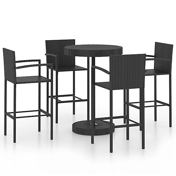 vidaXL 5-tlg Gartenbar-Set Poly Rattan Schwarz Modell 1 günstig online kaufen