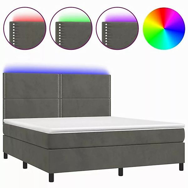 vidaXL Boxspringbett Boxspringbett mit Matratze LED Dunkelgrau 180x200 cm S günstig online kaufen